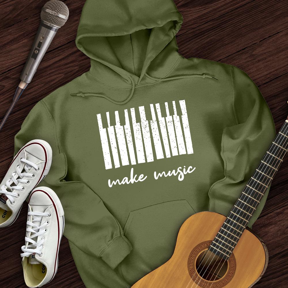 Printify Hoodie Military Green / S Make Music Piano Hoodie