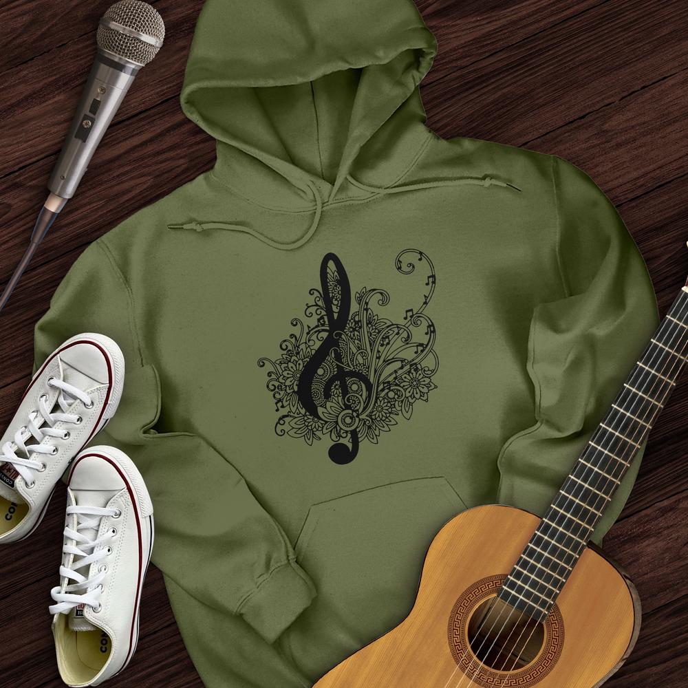 Printify Hoodie Military Green / S Mandala Music Note Hoodie