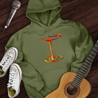 Printify Hoodie Military Green / S Melting Trumpet Hoodie