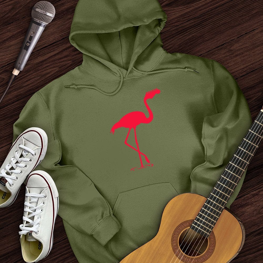Printify Hoodie Military Green / S Music Flamingo Hoodie