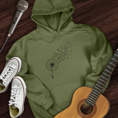 Printify Hoodie Military Green / S Music Note Dandelion Hoodie