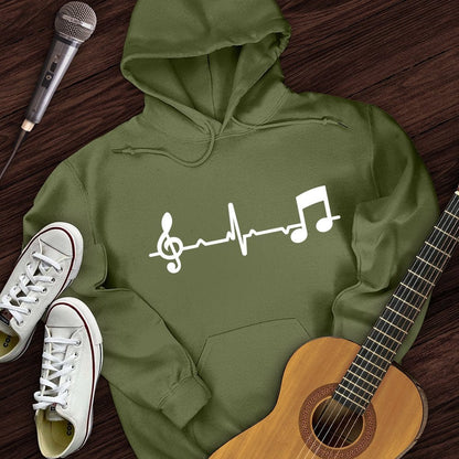Printify Hoodie Military Green / S Music Note Heartbeat Hoodie
