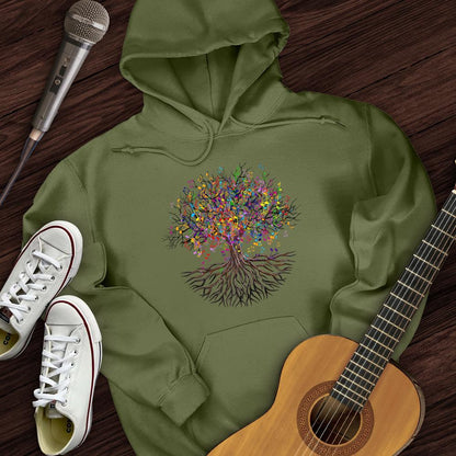 Printify Hoodie Military Green / S Music Note Tree Hoodie
