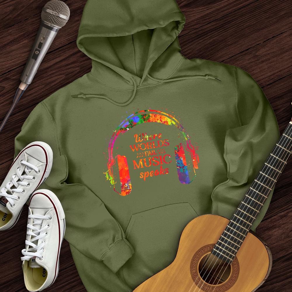 Printify Hoodie Military Green / S Music Speaks Hoodie