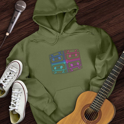 Printify Hoodie Military Green / S Neon Tapes Hoodie