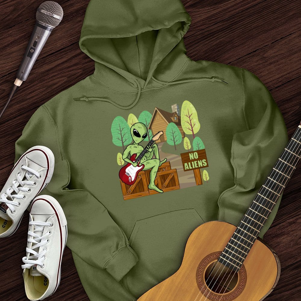 Printify Hoodie Military Green / S No Aliens Hoodie