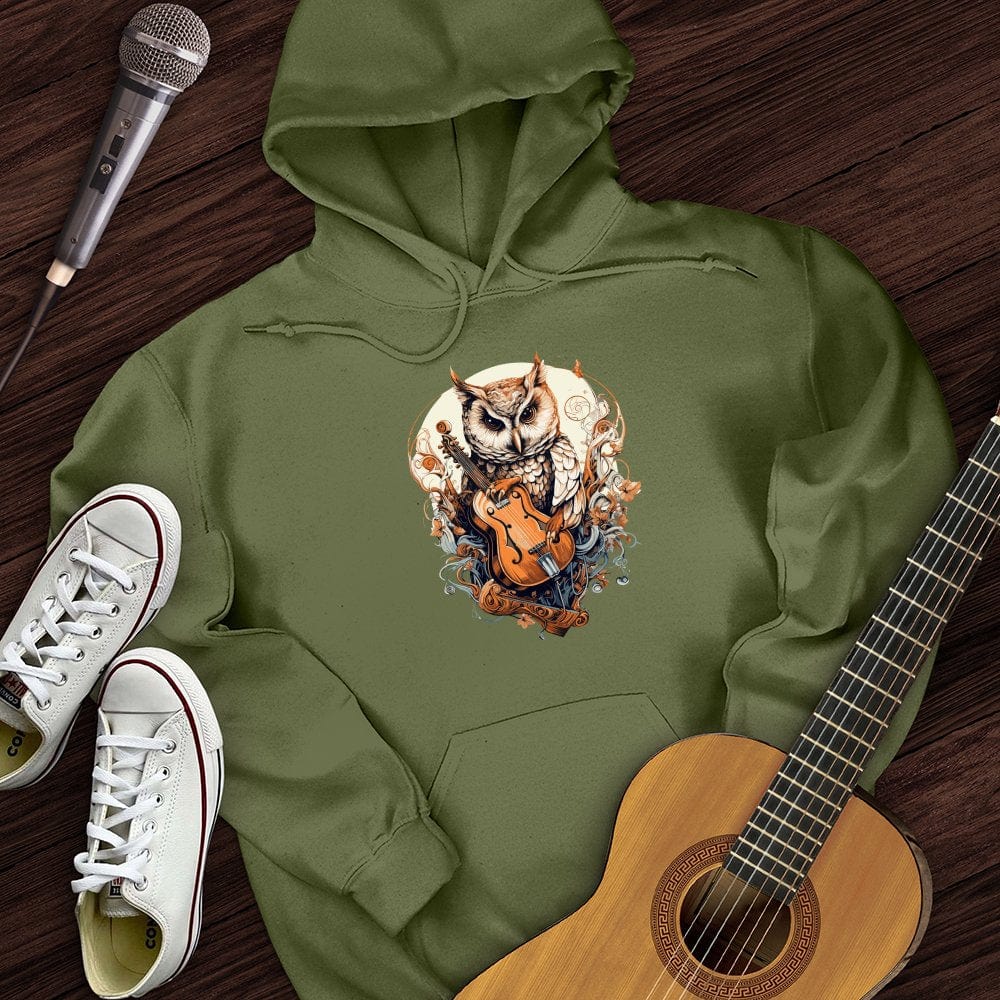 Printify Hoodie Military Green / S Owl Violin Hoodie