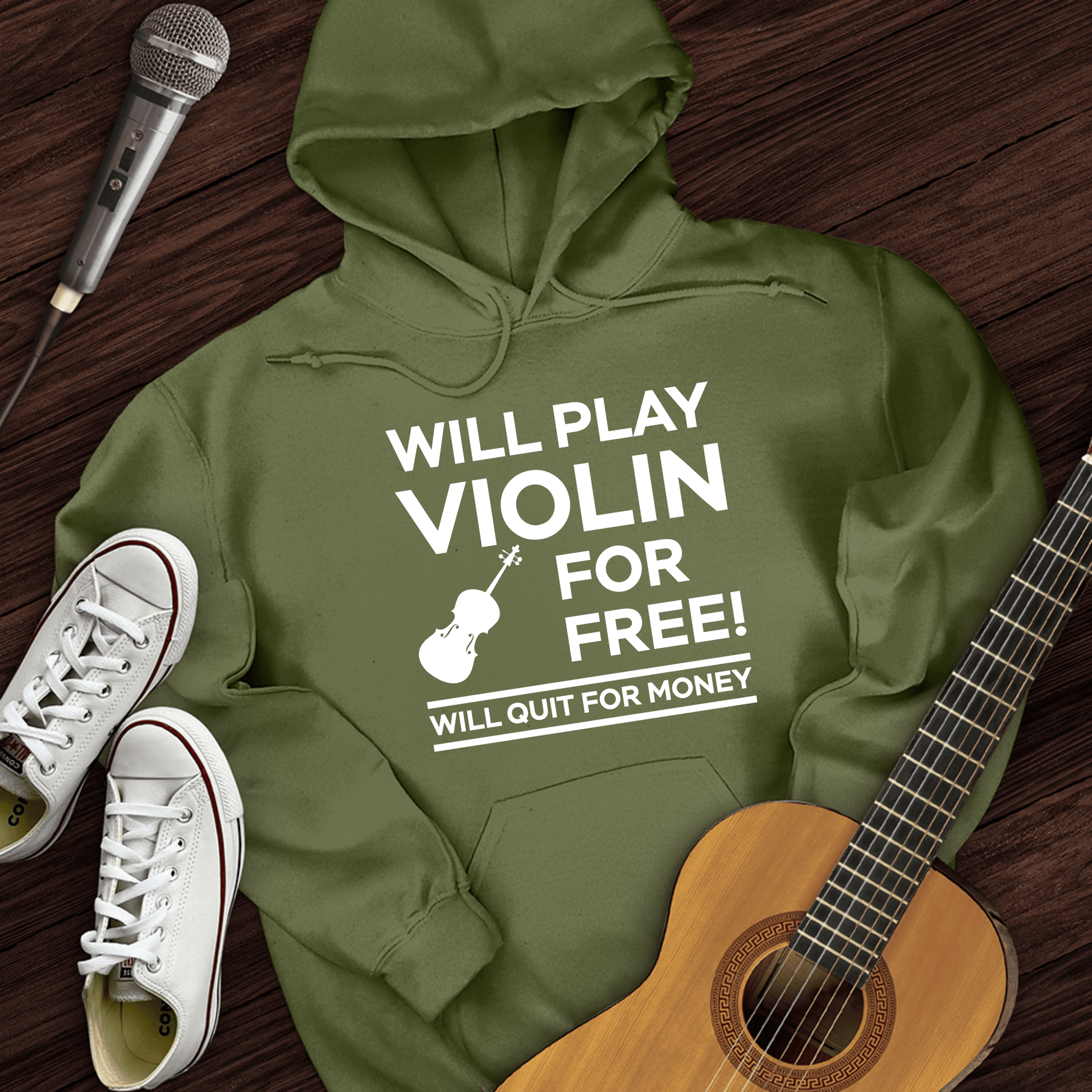 Printify Hoodie Military Green / S Play Violin For Free Hoodie