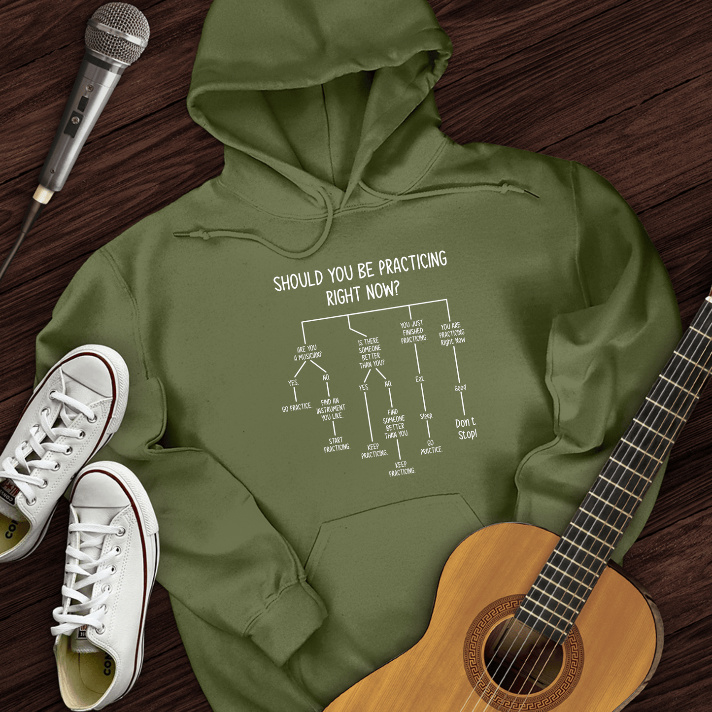 Printify Hoodie Military Green / S Practicing Right Now Hoodie