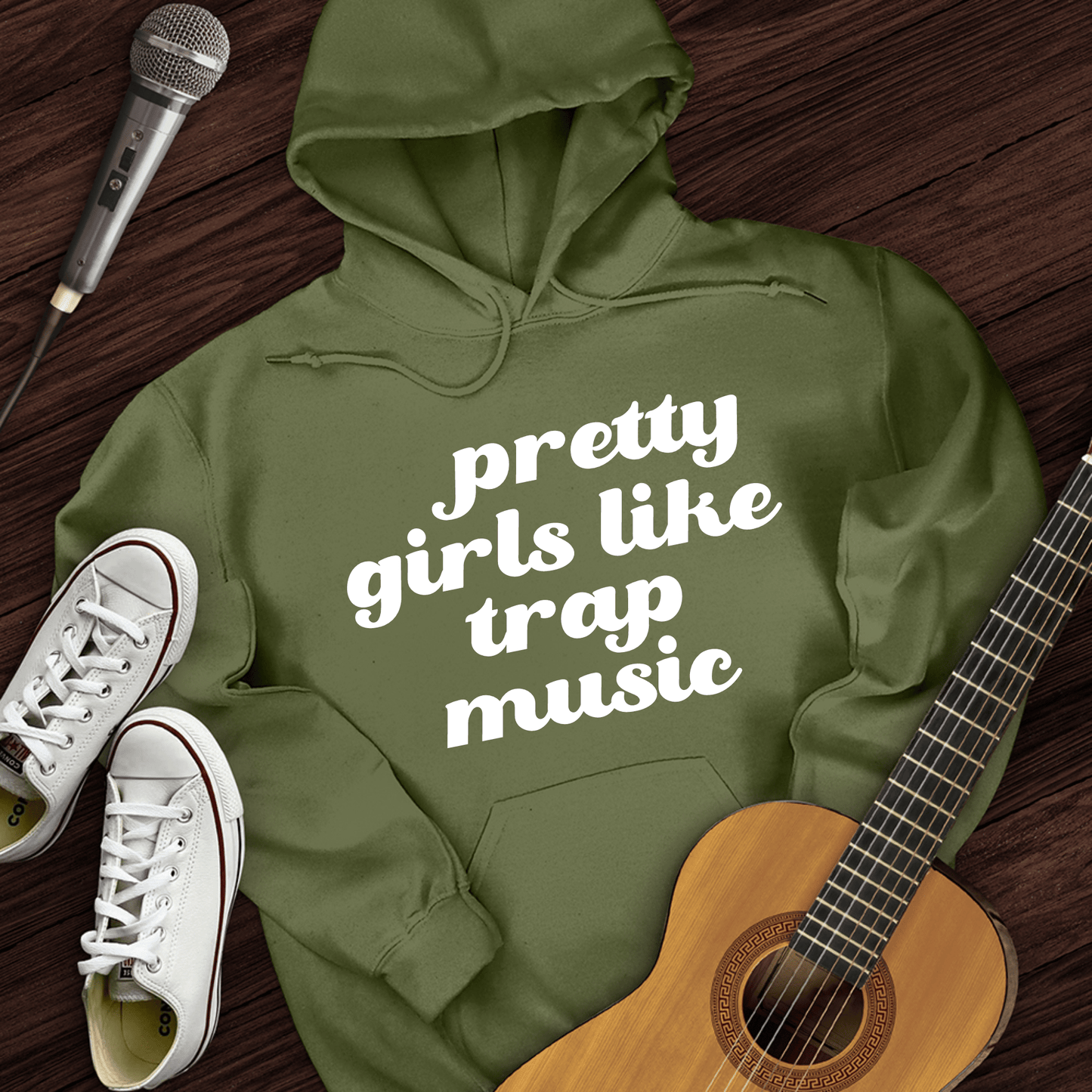 Printify Hoodie Military Green / S Pretty Girls Like Trap Music Hoodie