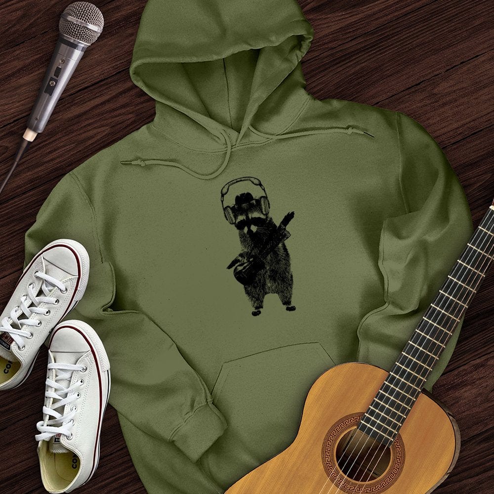 Printify Hoodie Military Green / S Racoon Rocker Hoodie