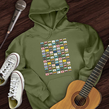 Printify Hoodie Military Green / S Rainbow Cassette Hoodie