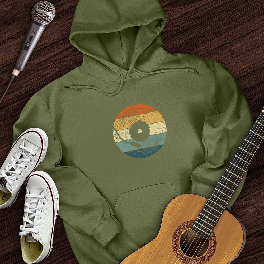 Printify Hoodie Military Green / S Retro Record Hoodie