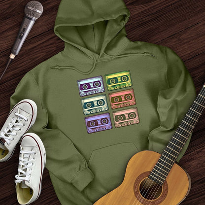 Printify Hoodie Military Green / S Retro Rock Tapes Hoodie