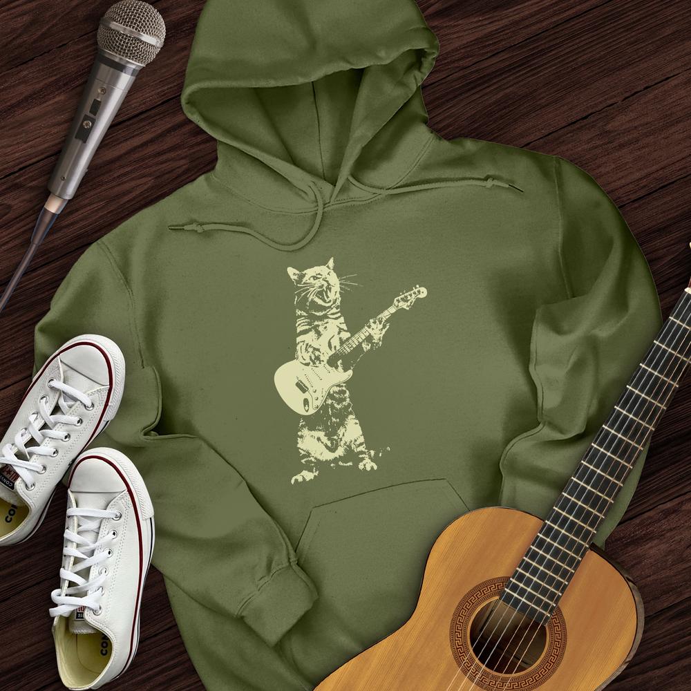 Printify Hoodie Military Green / S Rock and Roll Kitten Hoodie