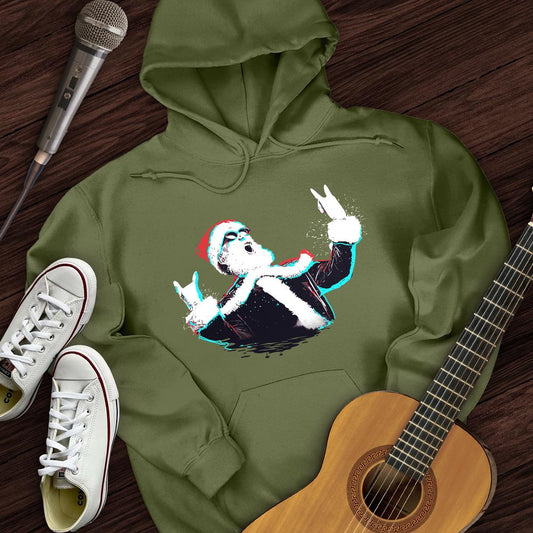 Printify Hoodie Military Green / S Rock and Roll Santa Hoodie