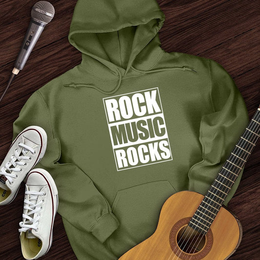 Printify Hoodie Military Green / S Rock Music Rocks Hoodie
