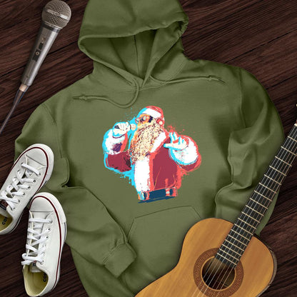 Printify Hoodie Military Green / S Santa On The Mic Hoodie