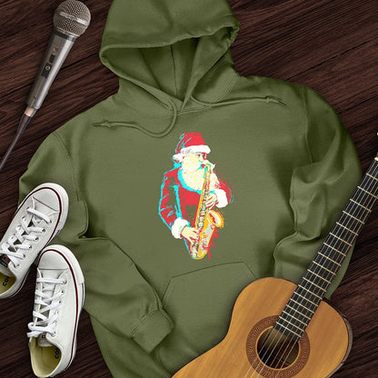 Printify Hoodie Military Green / S Santa Saxophone Hoodie