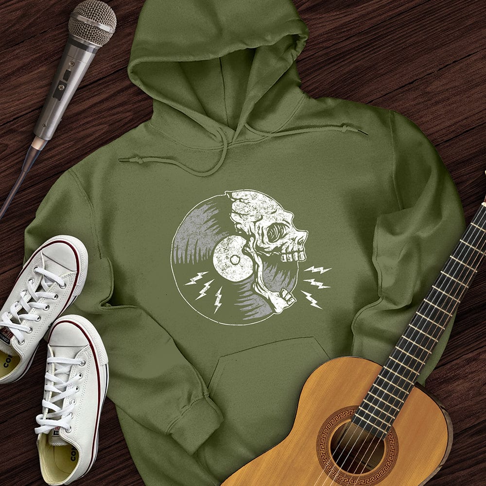 Printify Hoodie Military Green / S Skull Record Hoodie