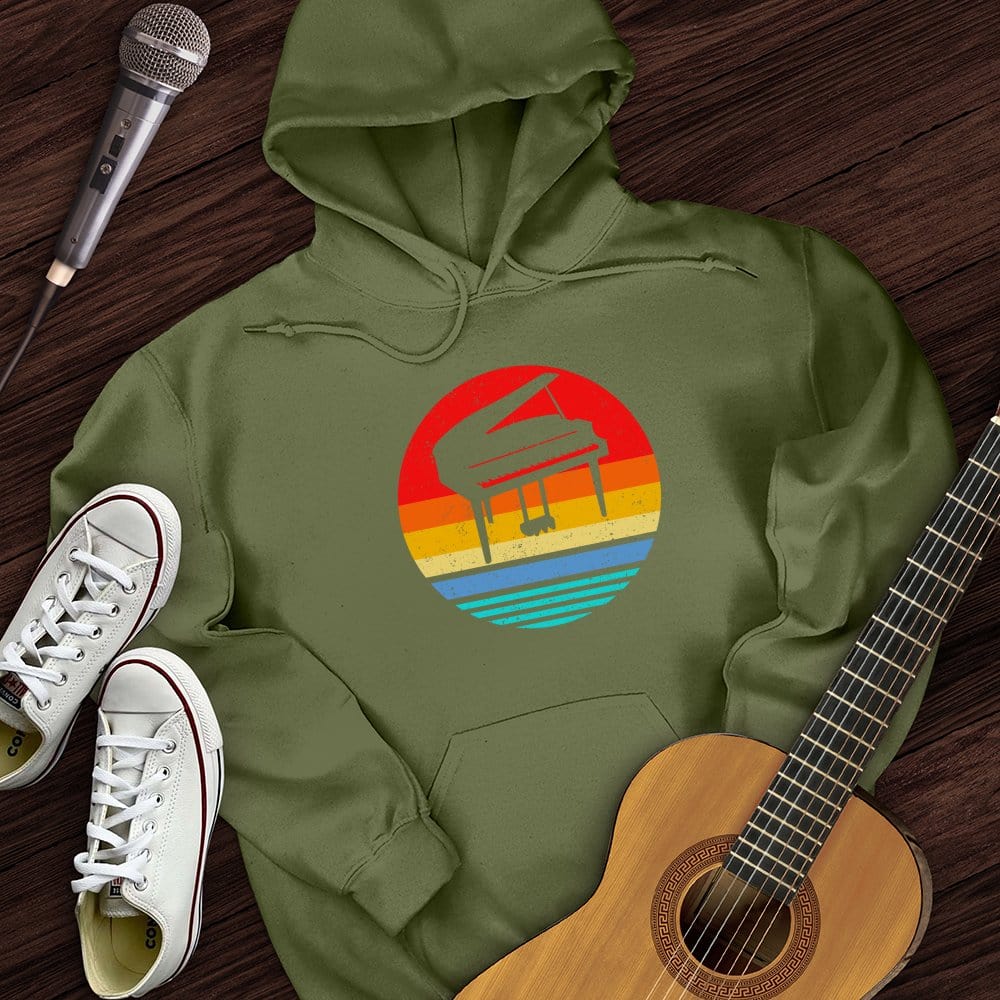 Printify Hoodie Military Green / S Vintage Piano Hoodie