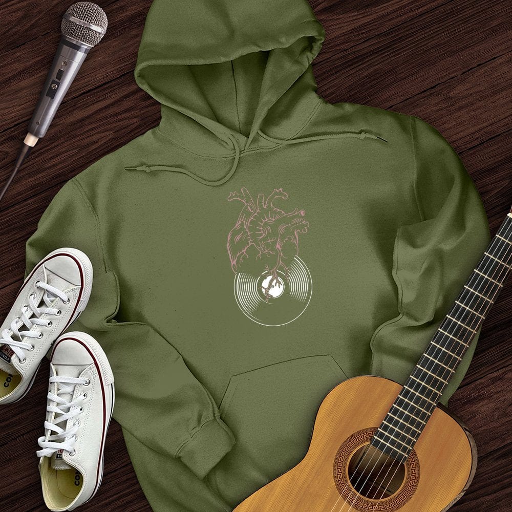 Printify Hoodie Military Green / S Vinyl Heart Hoodie