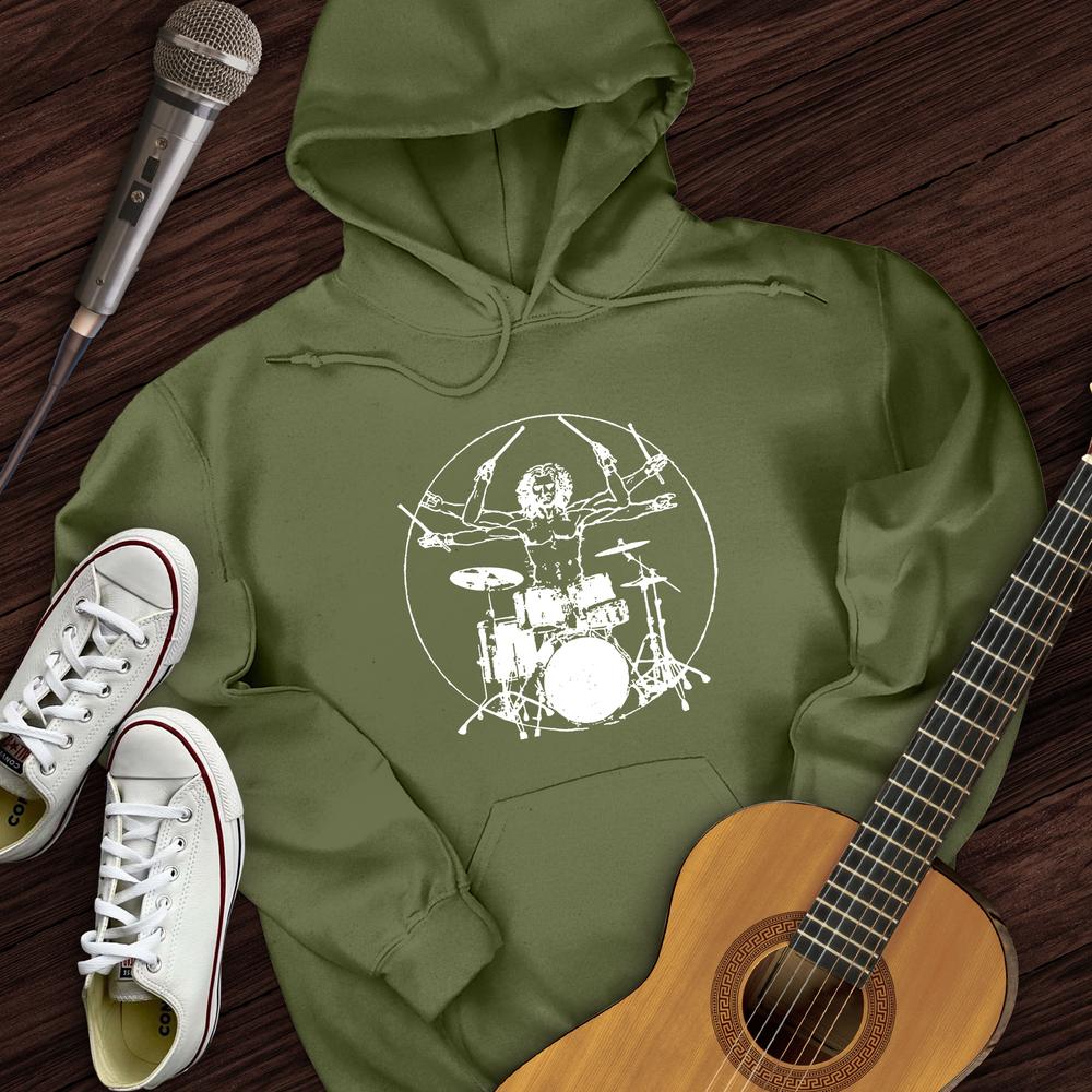 Printify Hoodie Military Green / S Vitruvian Drummer Hoodie
