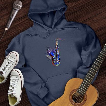 Printify Hoodie Navy / S Blue Jazz Sax Hoodie