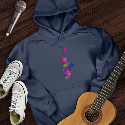 Printify Hoodie Navy / S Cartoon Sax Hoodie