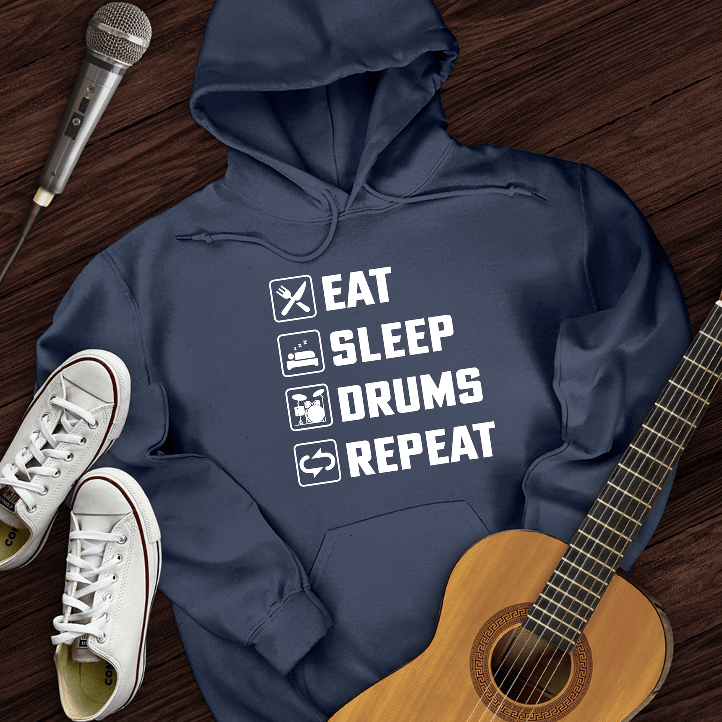 Printify Hoodie Navy / S Eat, Sleep, Drums, Repeat Hoodie