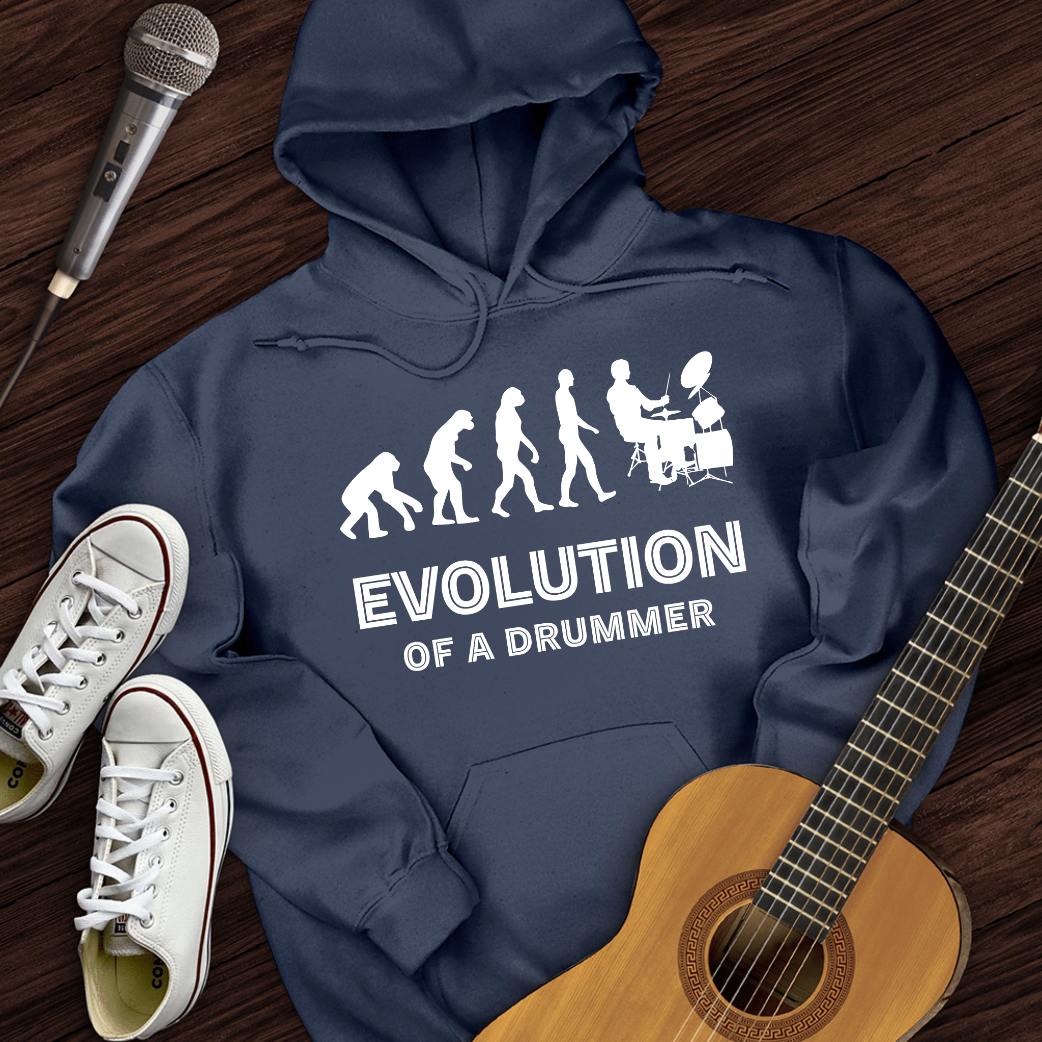 Printify Hoodie Navy / S Evolution Of A Drummer Hoodie