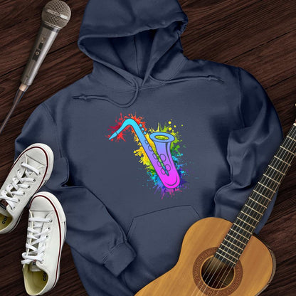 Printify Hoodie Navy / S Graffiti Sax Hoodie