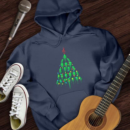 Printify Hoodie Navy / S Guitar Christmas Tree Hoodie