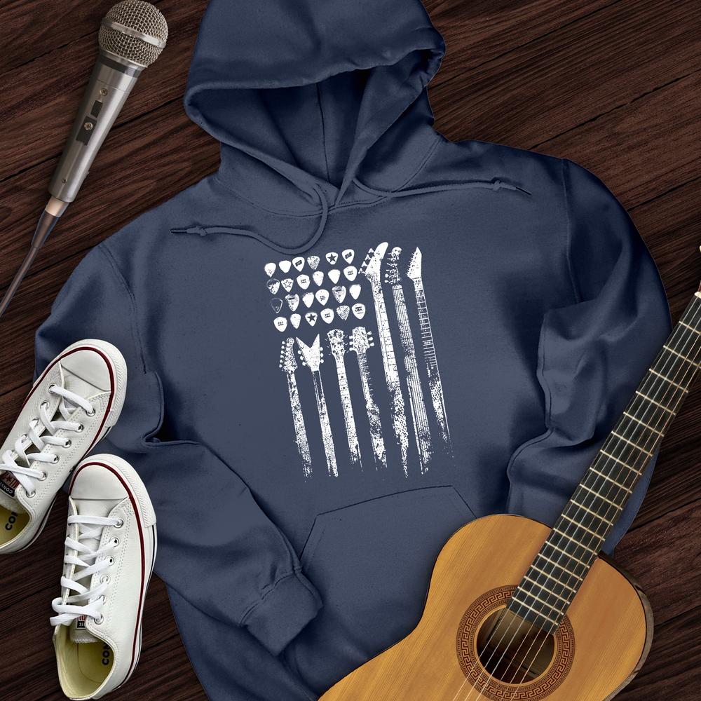 Printify Hoodie Navy / S Guitar Flag Hoodie
