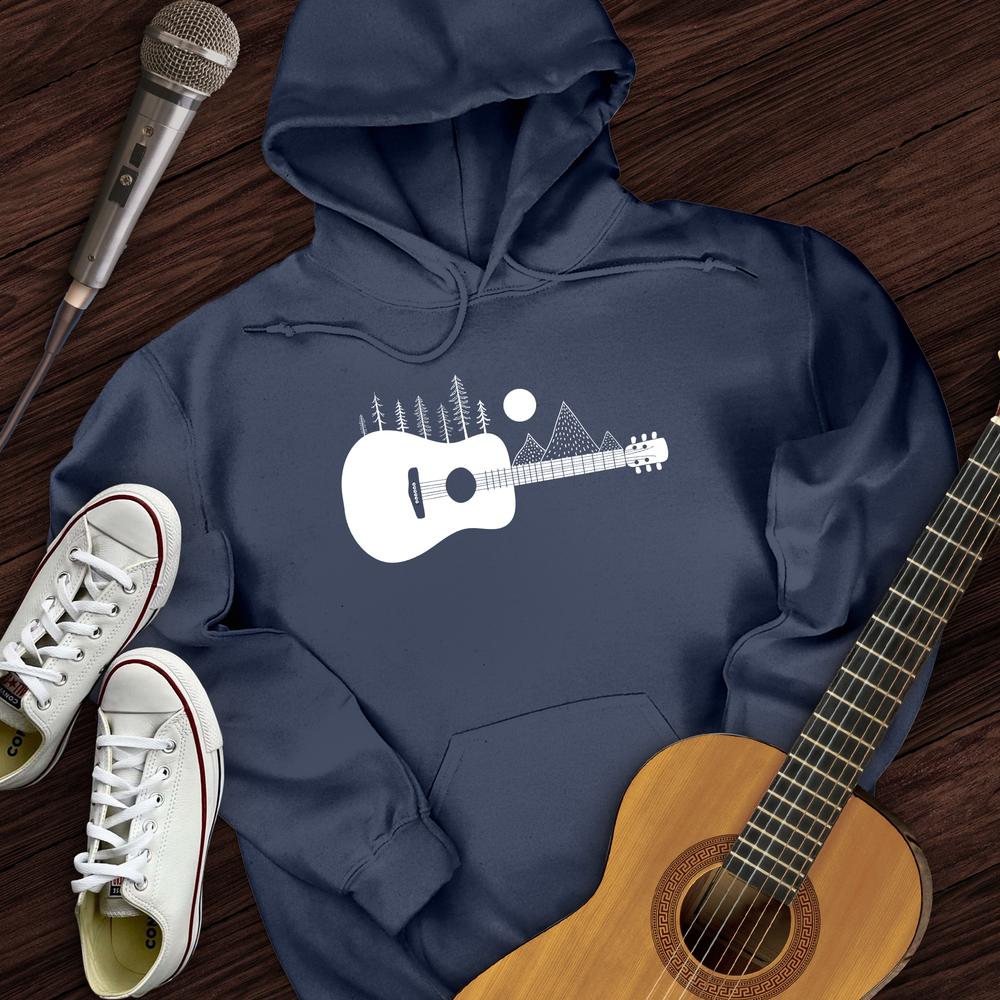 Printify Hoodie Navy / S Guitar Mountain Hoodie