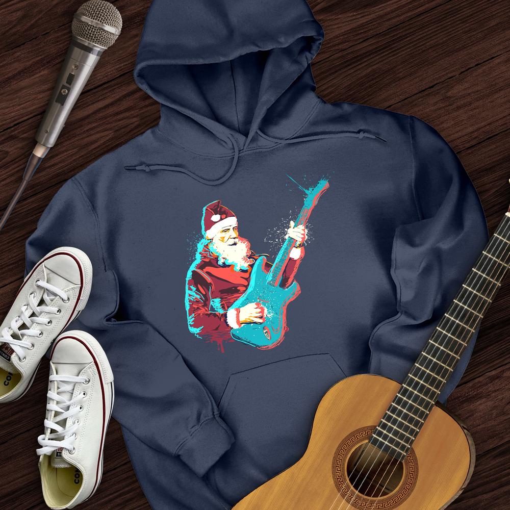 Printify Hoodie Navy / S Guitar Santa Hoodie