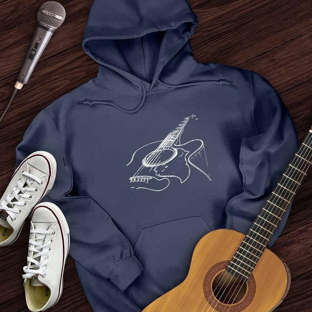 Printify Hoodie Navy / S Guitar Sketch Hoodie