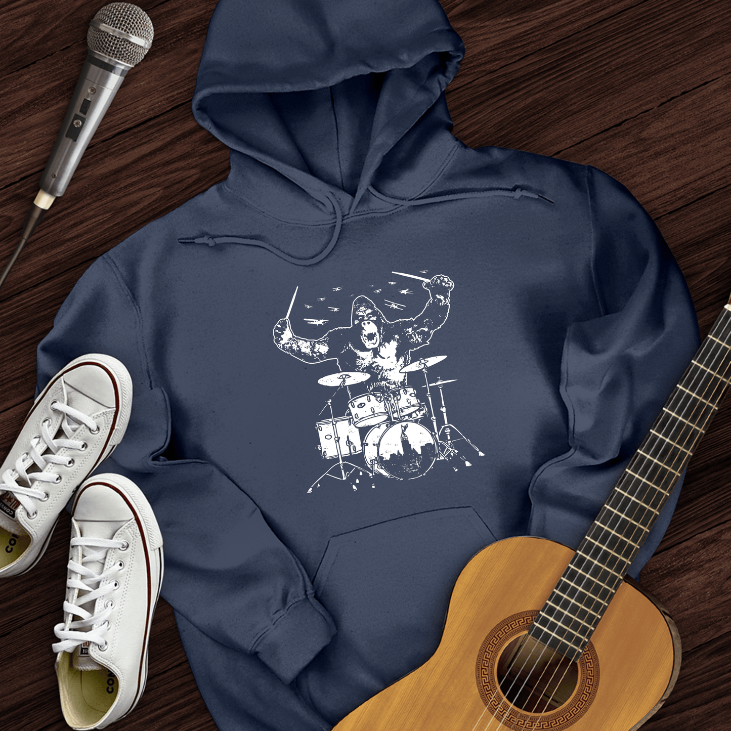 Printify Hoodie Navy / S King Kong Drums Hoodie