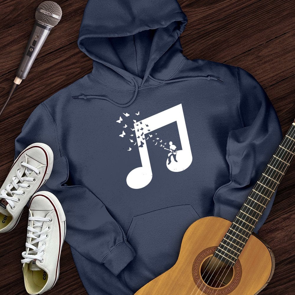 Printify Hoodie Navy / S Musical Butterfly Guitar Hoodie