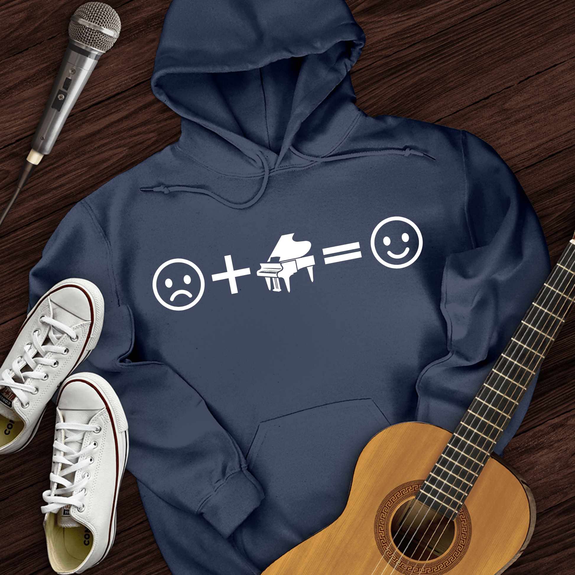 Printify Hoodie Navy / S Piano Makes Me Happy Hoodie