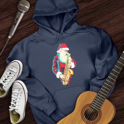 Printify Hoodie Navy / S Santa Saxophone Hoodie