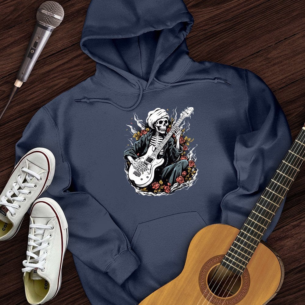 Printify Hoodie Navy / S Skeleton Playing Music Hoodie