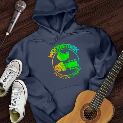 Printify Hoodie Navy / S Woodstock Peace Love Music Hoodie