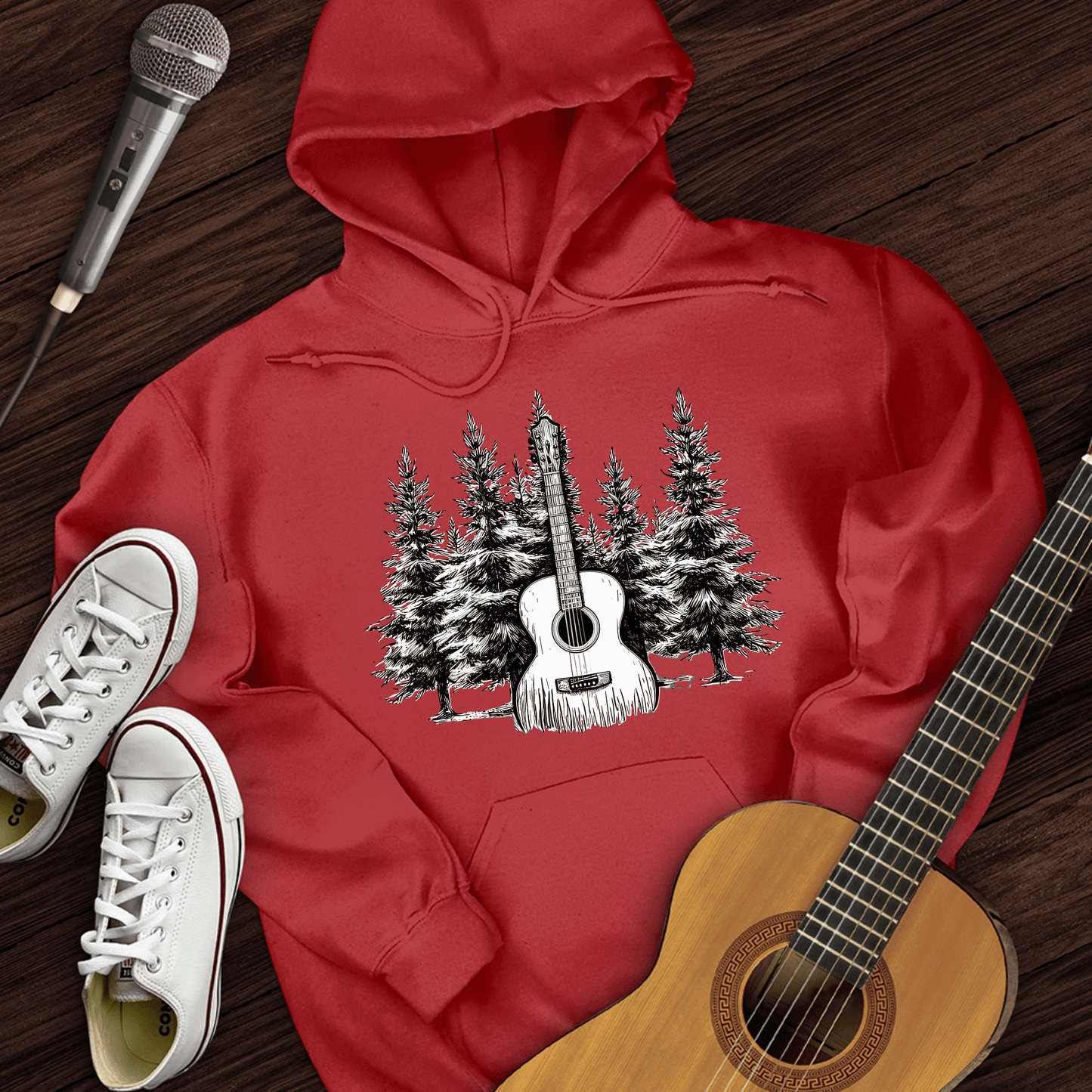 Printify Hoodie Red / S Acoustic Pines Hoodie