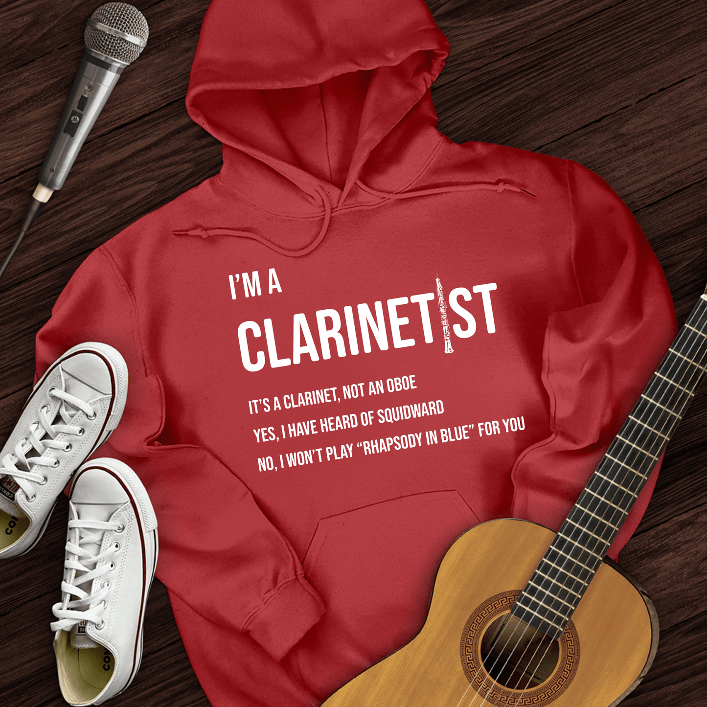 Printify Hoodie Red / S Clarinetist Hoodie