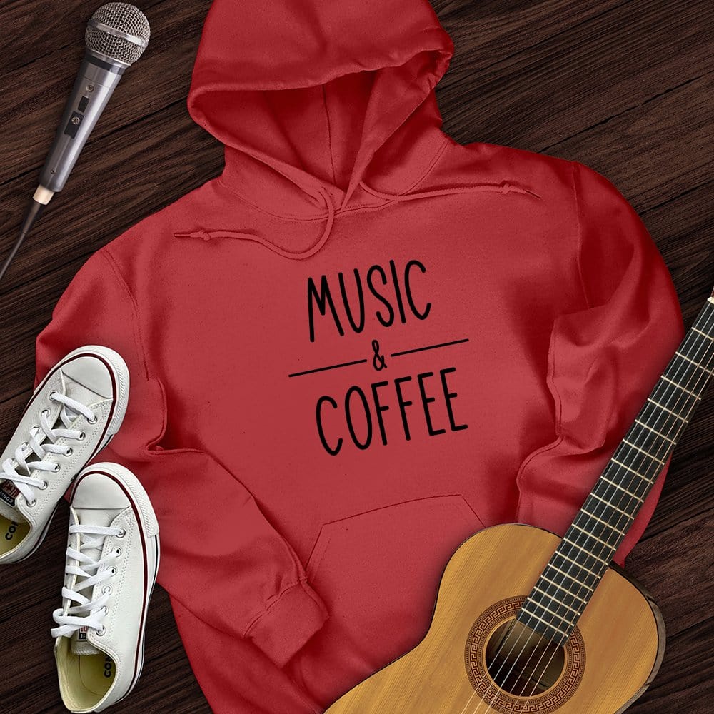 Printify Hoodie Red / S Coffee and Music Hoodie