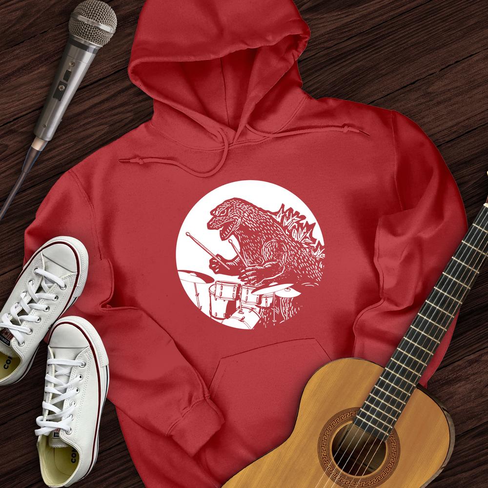 Printify Hoodie Red / S Dino Playing Drums Hoodie
