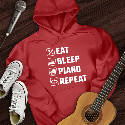 Printify Hoodie Red / S Eat, Sleep, Piano, Repeat Hoodie