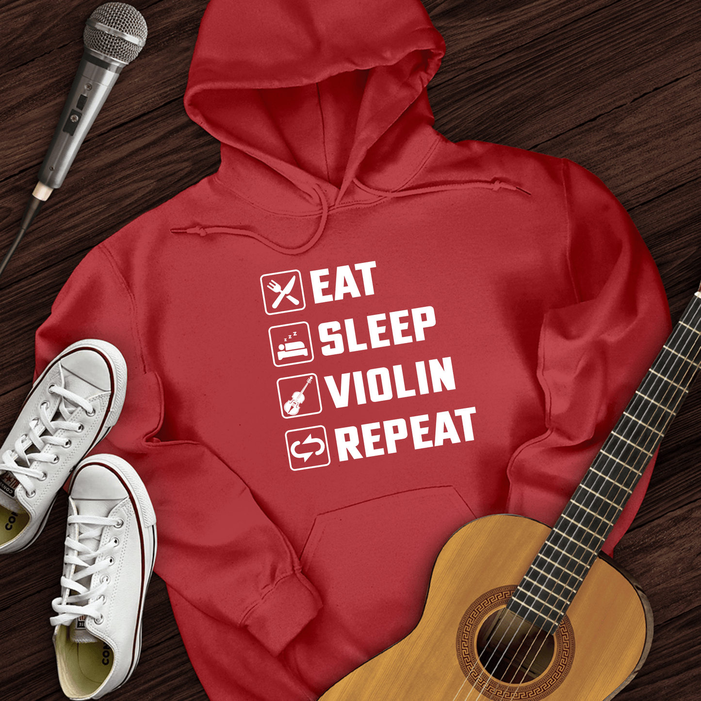 Printify Hoodie Red / S Eat, Sleep, Violin, Repeat Hoodie