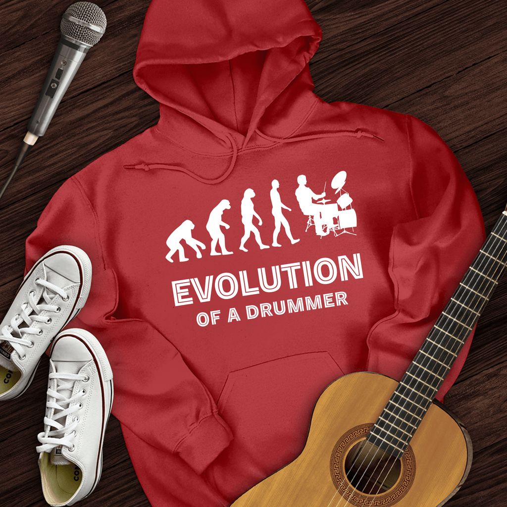Printify Hoodie Red / S Evolution Of A Drummer Hoodie